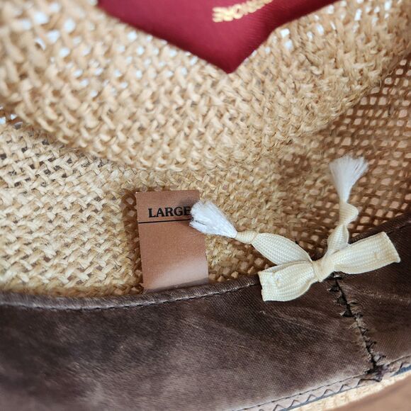 Borsalino Vintage Panama Hat Woven Brown Fedora Made in Italy Size Large - Picture 8 of 10